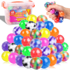 Viscoo 48-pack stress balls in vibrant colors for portable stress relief.