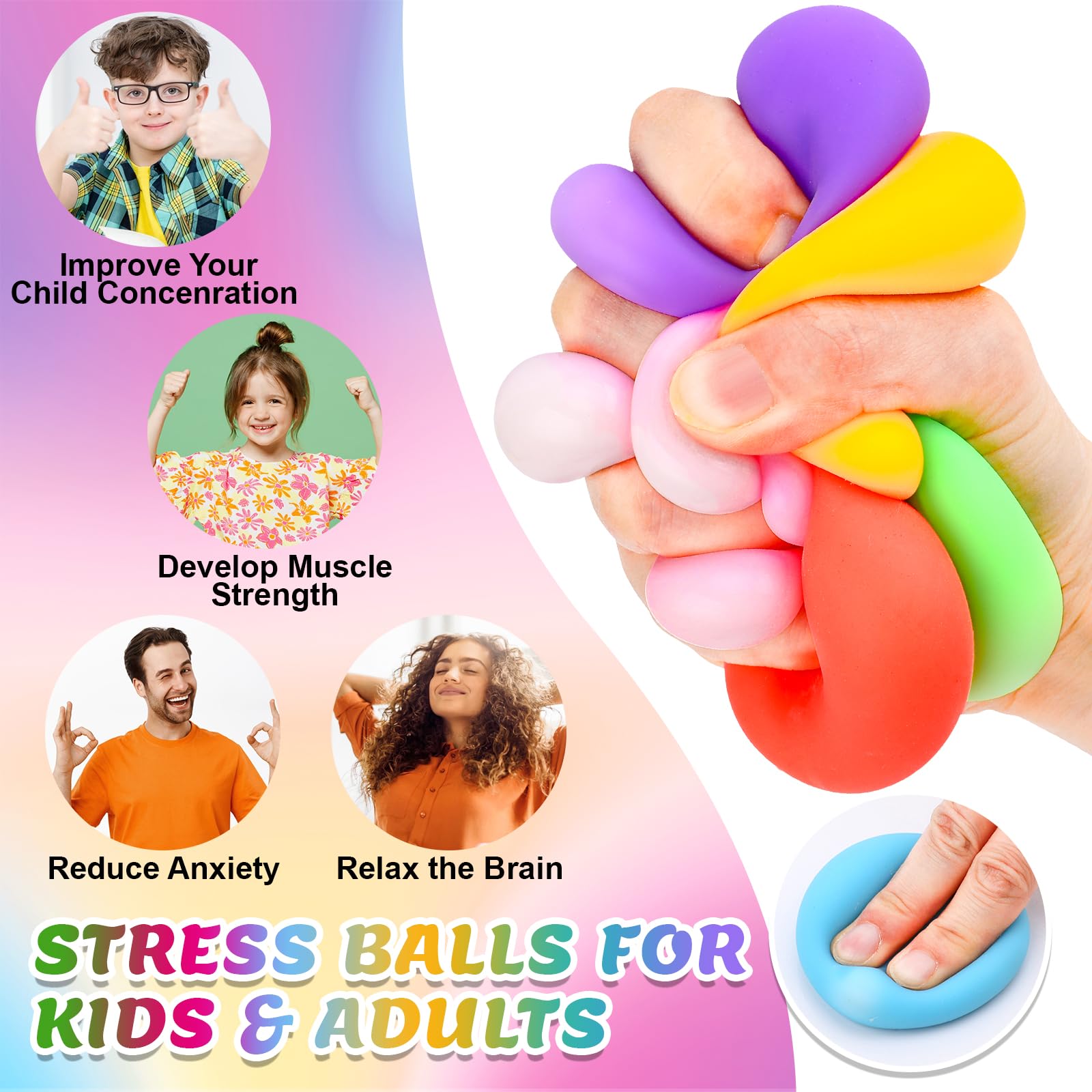 VISCOO classroom prize-ready stress ball set in multiple colors.