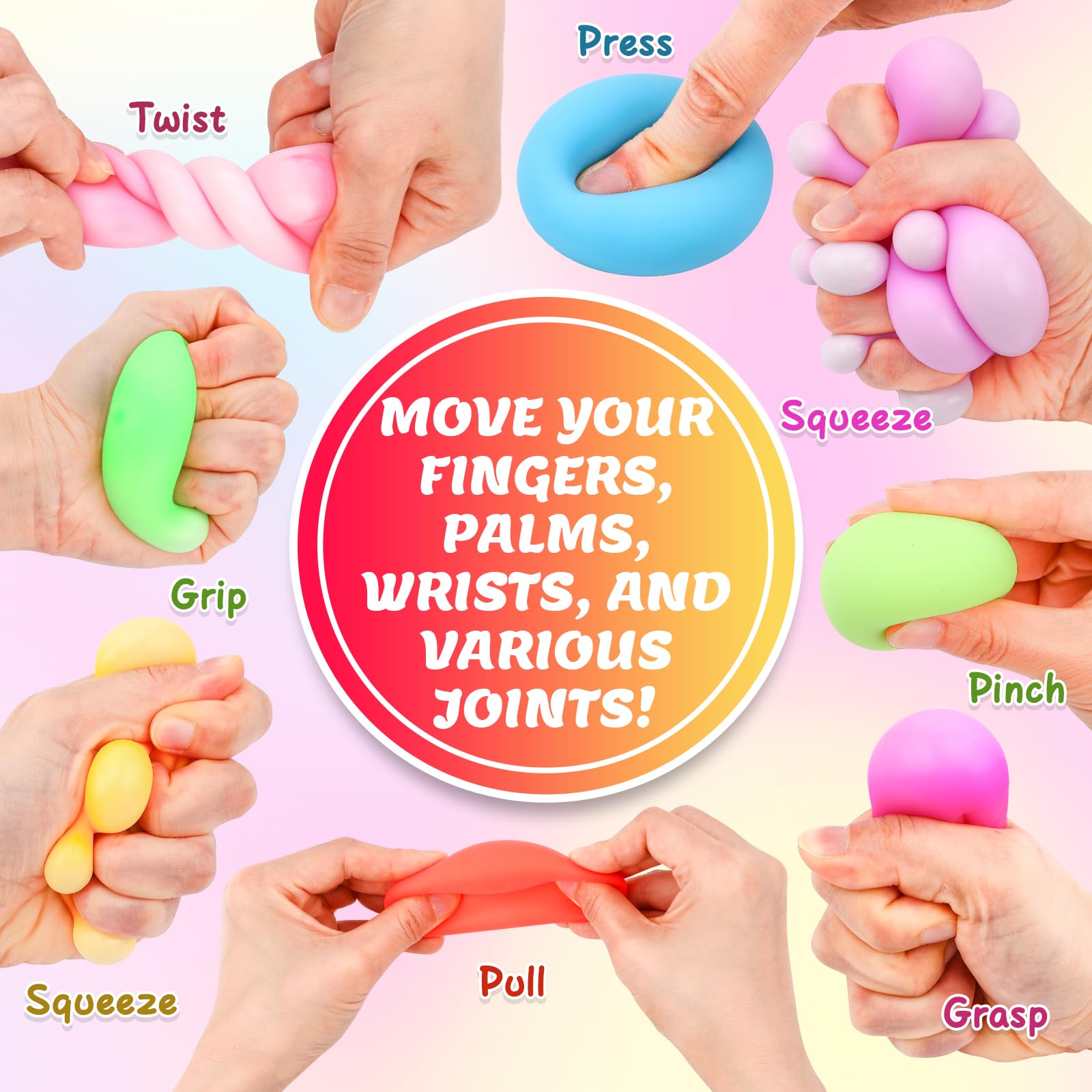 VISCOO slow-rise stress ball texture and resilience for repeated squeezes.
