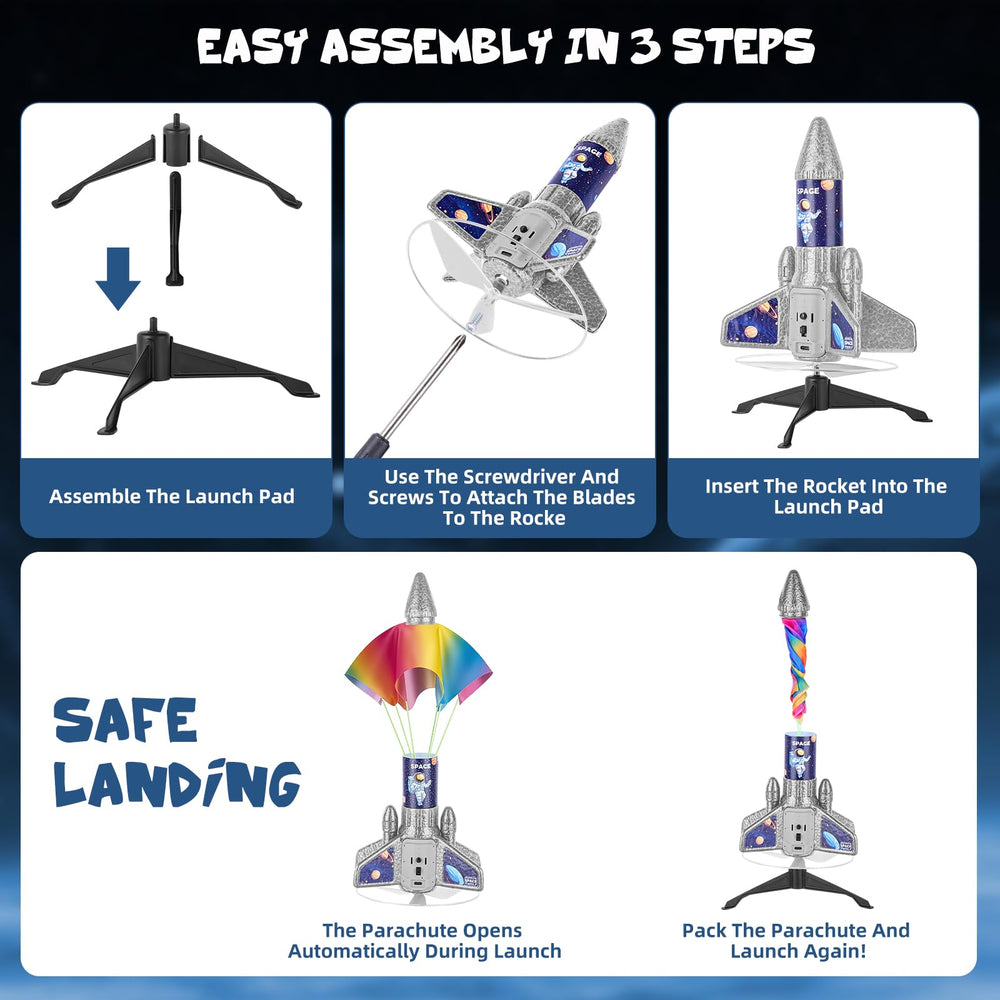 Parachute deployment aids safe, controlled descent at peak height.