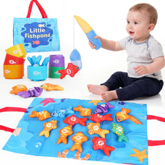 Visivessel Montessori fishing set with plush pole and fish for toddlers