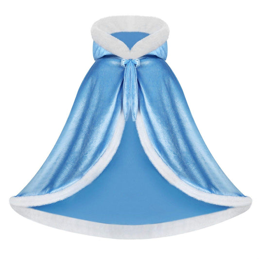Visofayo hooded cape, side view, velvet exterior for magical dress-up moments.