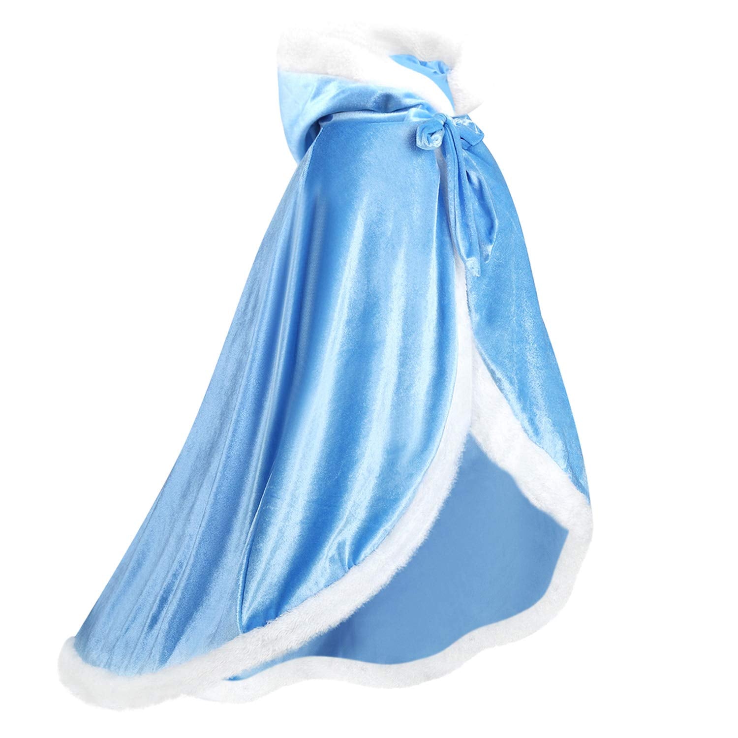 Visofayo girls hooded cape with satin inside and velvet outside for princess dress-up.