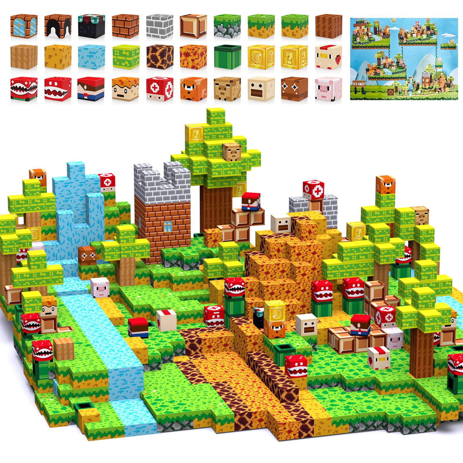 VISREFUR magnetic blocks 140pcs adventure world boosts imagination and creative play