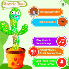 Vitosup auto-sleep cactus toy conserves battery when inactive for convenience