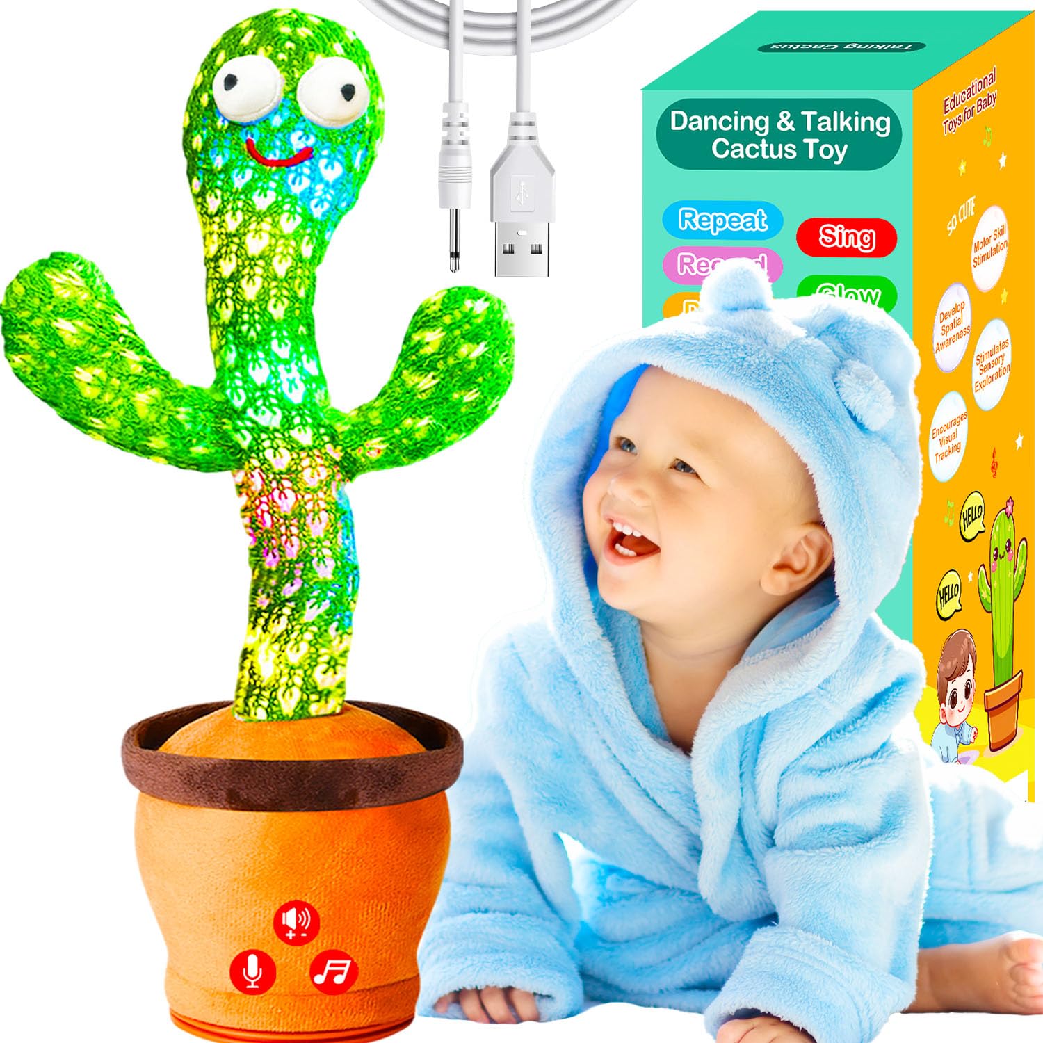 Vitosup dancing cactus toy captivates babies with lively movement for engaging playtime