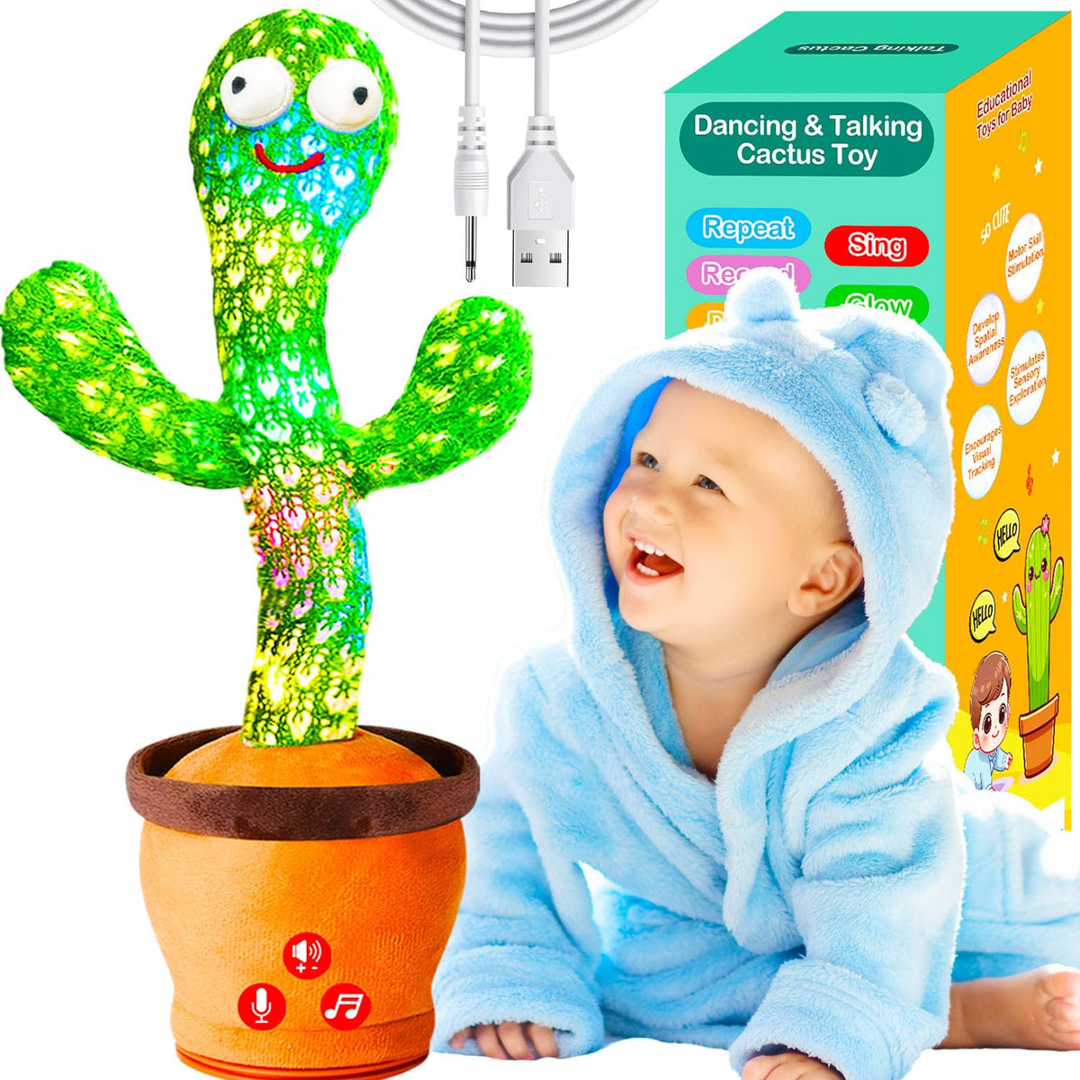 Vitosup dancing cactus toy captivates babies with lively movement for engaging playtime
