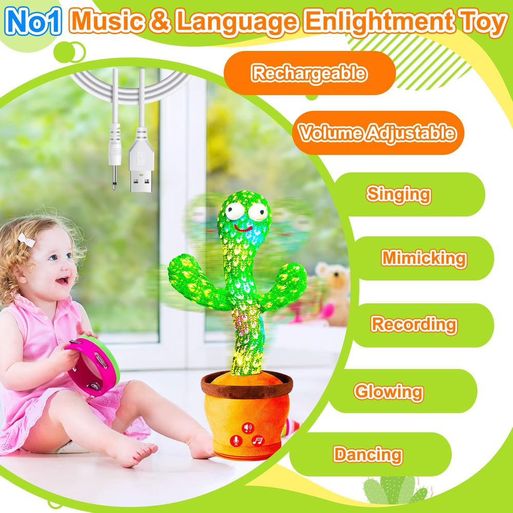 Vitosup talking cactus toy demonstrates friendly speech and imitates sounds to support interactive learning