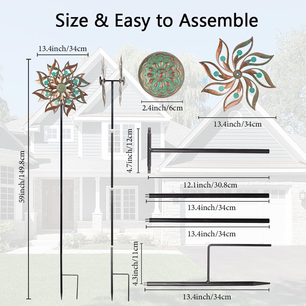 Viveta spiral wind spinner shows easy installation in any lawn