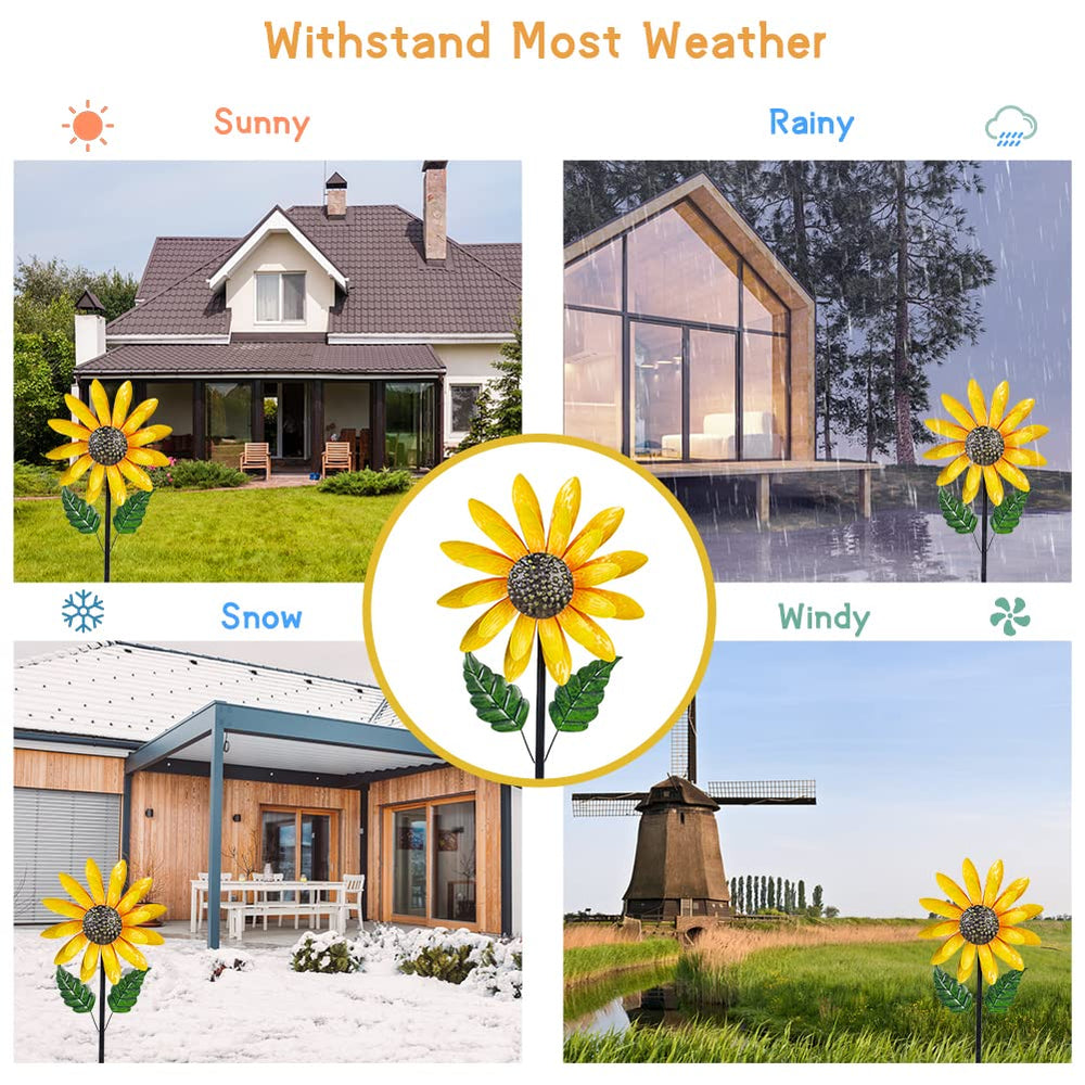 Viveta sunflowers spin in opposite directions for captivating yard decor