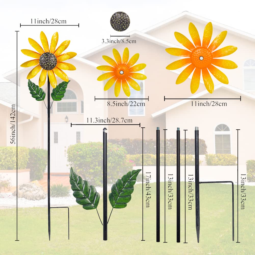 Viveta sunflower wind spinner on a stake adding motion to outdoor space