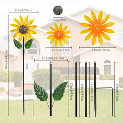 Viveta sunflower wind spinner on a stake adding motion to outdoor space