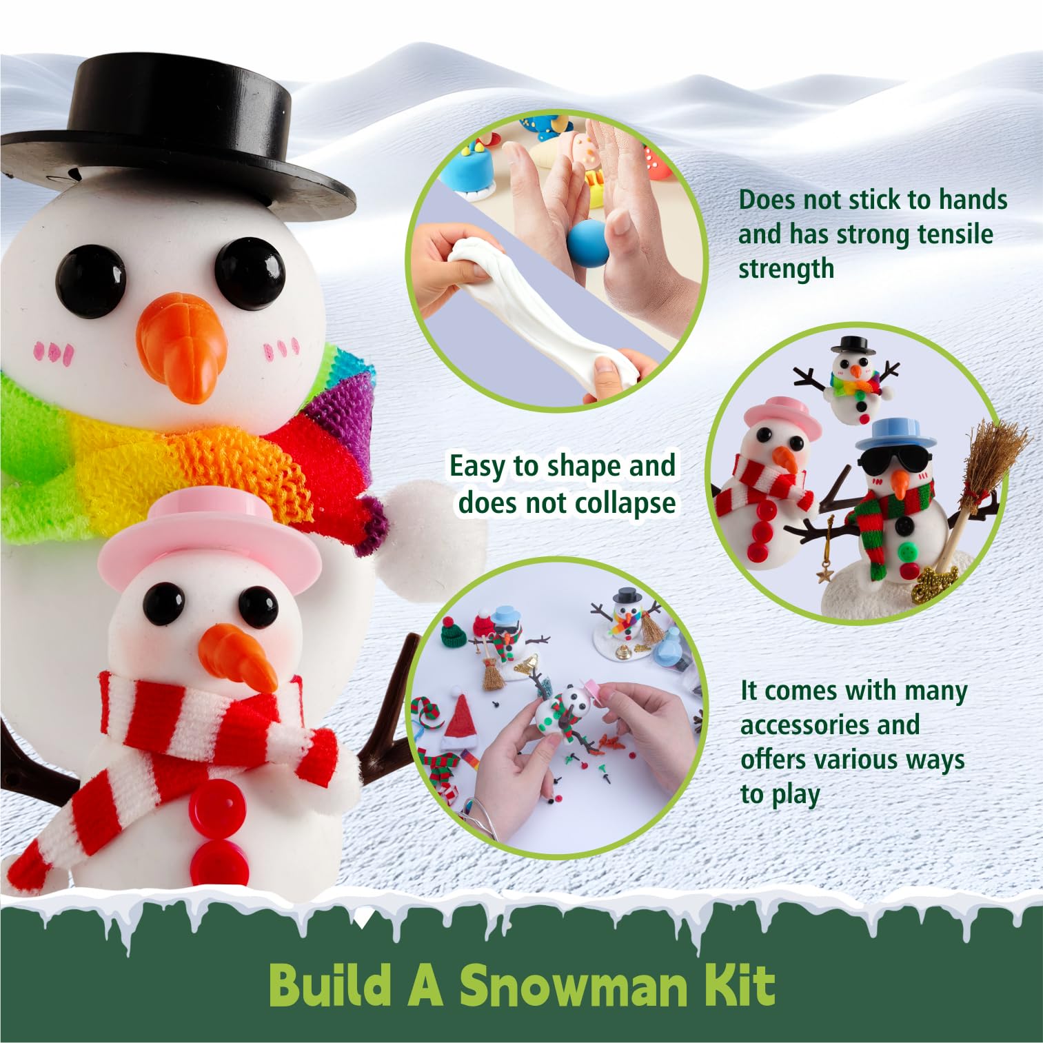 Completed snowman sculpture highlighting durable non-melting keepsake