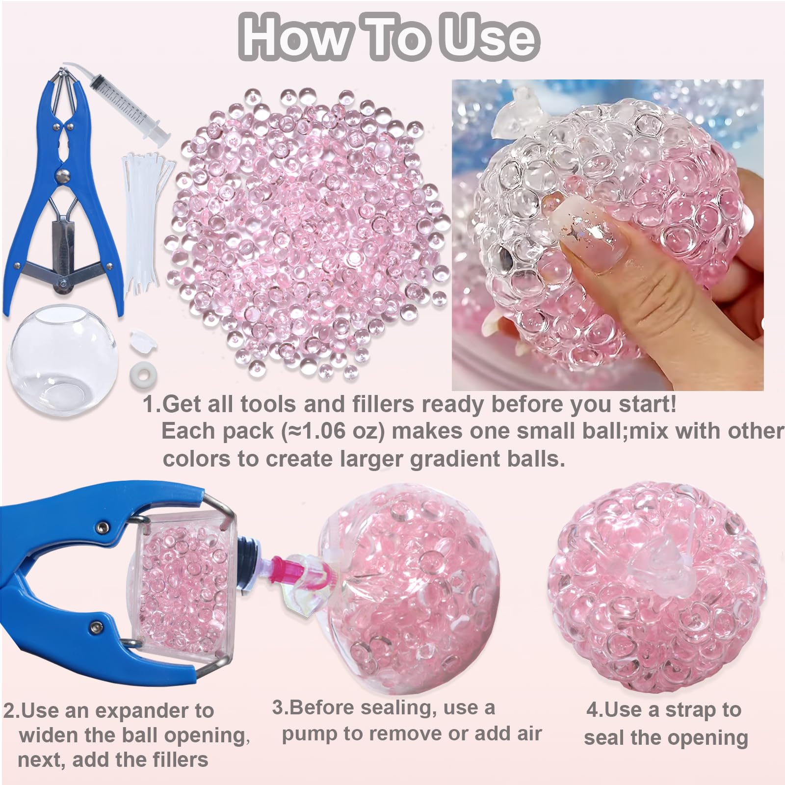 VIVIMAGIS DIY Stress Ball Kit transparent shells close-up for tactile customization