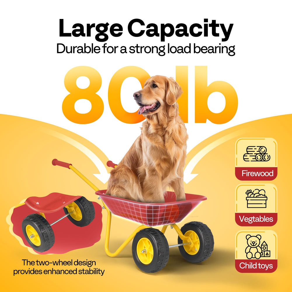 VIVOHOME lightweight wheelbarrow supports up to 80 lb for easy handling.