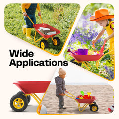 VIVOHOME wheelbarrow with all-terrain wheels glides across grass and sand.
