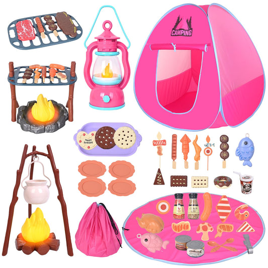 Viwulute camping set with pop-up tent for quick setup and imaginative play.