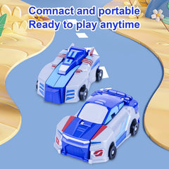 Vixiwi magnetic transforming car-to-dino toy showing magnetic mechanism.