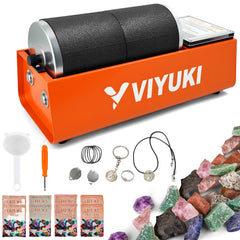 VIYUKI double-drum 6lb rock tumbler in action for smoother gemstones