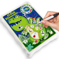 VIZIKN Dinosaur Operate Board Game board setup with colorful pieces to boost fine motor skills.