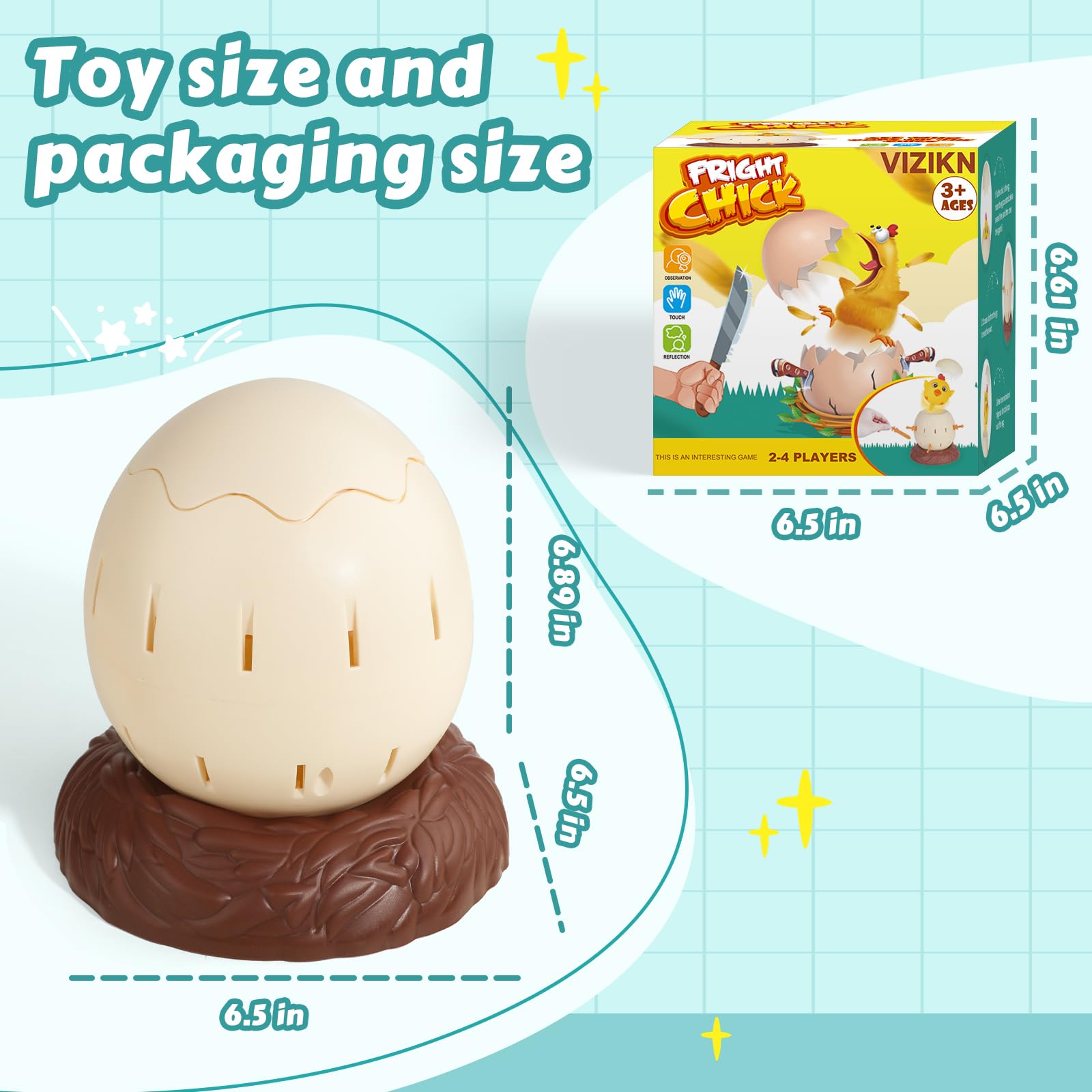 VIZIKN Pop Up Chick requires no batteries for unplugged fun.