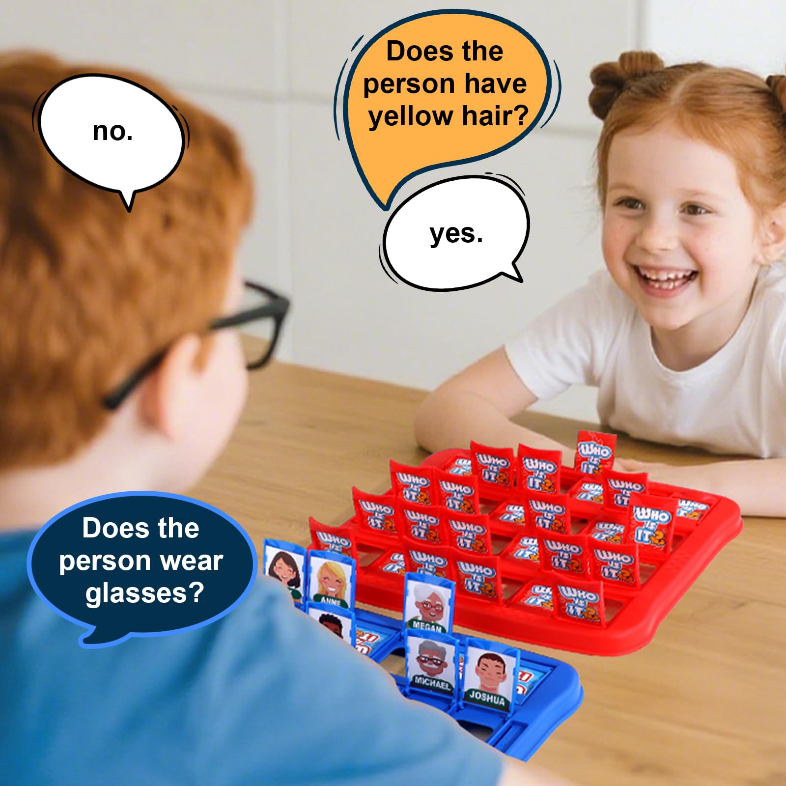 Vizikn Who Is It game, players asking questions to guess a character.
