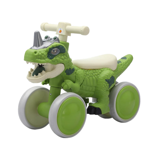 VIZZTY Dinosaur balance bike during quick assembly for playtime.