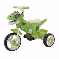 VIZZTY Dinosaur Tricycle green front view for toddlers, comfy ride.