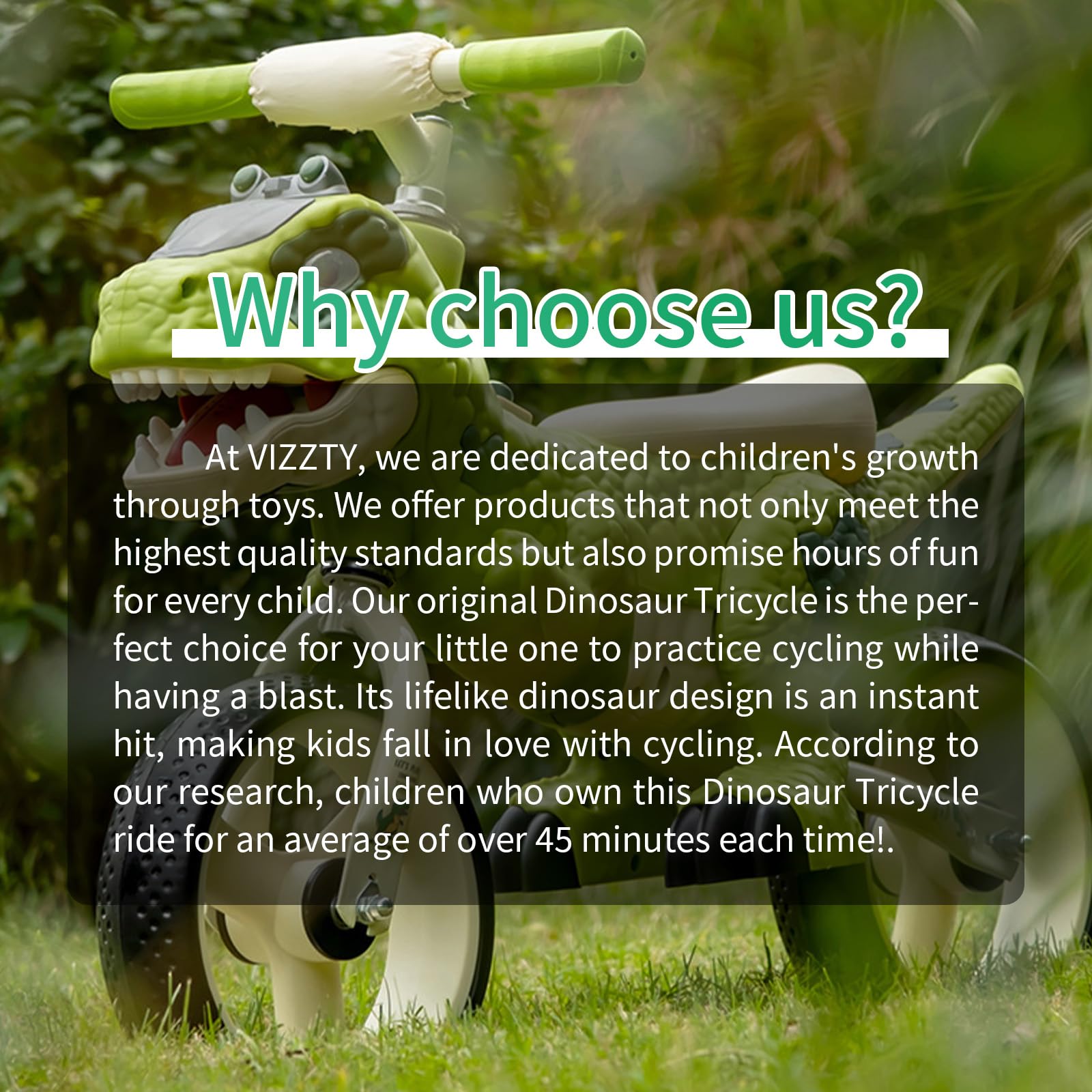 VIZZTY Dinosaur Tricycle used by a child outdoors for active play.