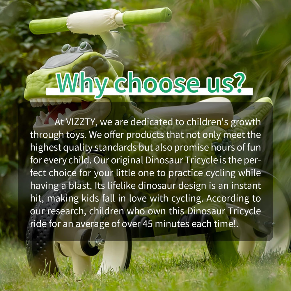 VIZZTY Dinosaur Tricycle used by a child outdoors for active play.