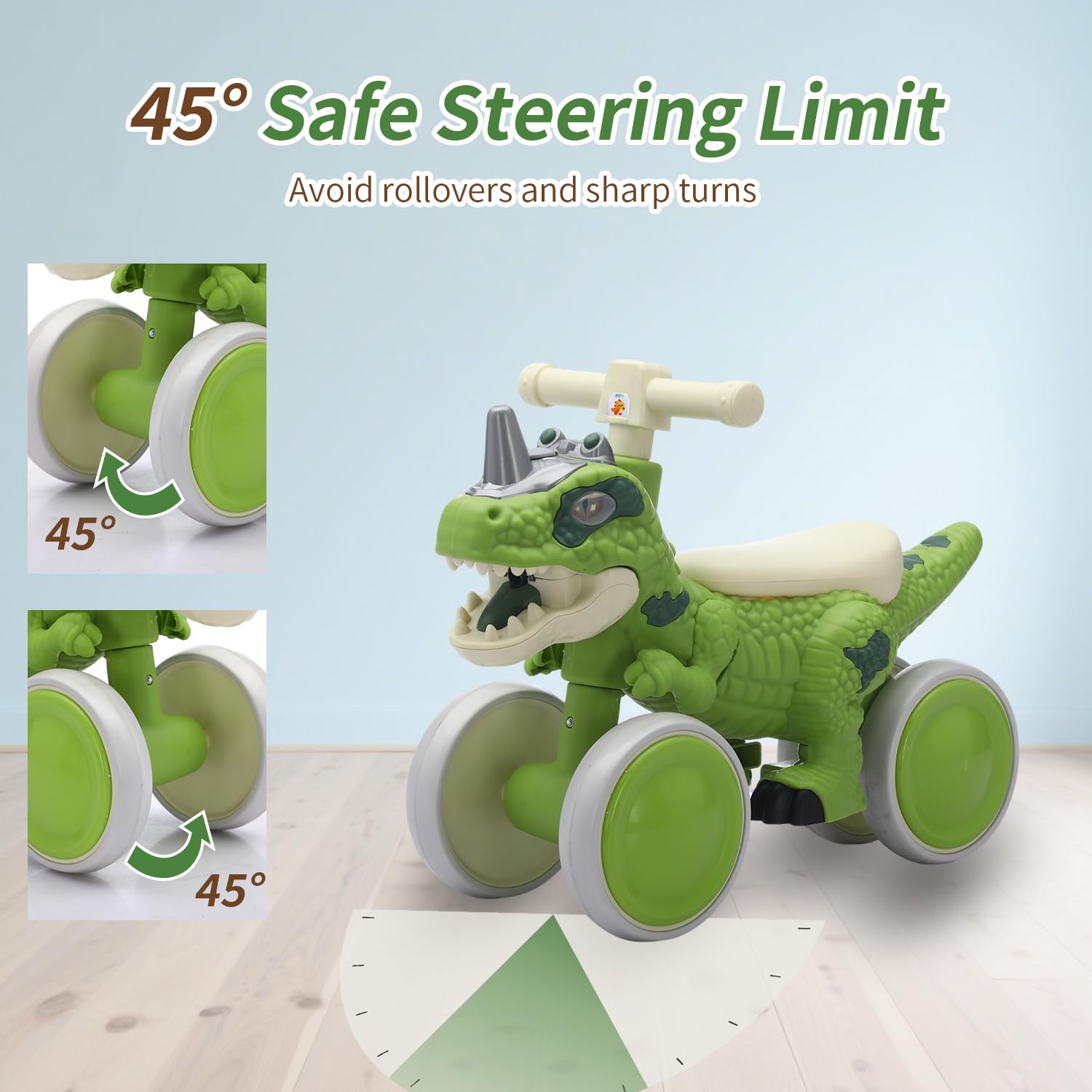 VIZZTY Soft padded seat offers comfy rides for toddlers.