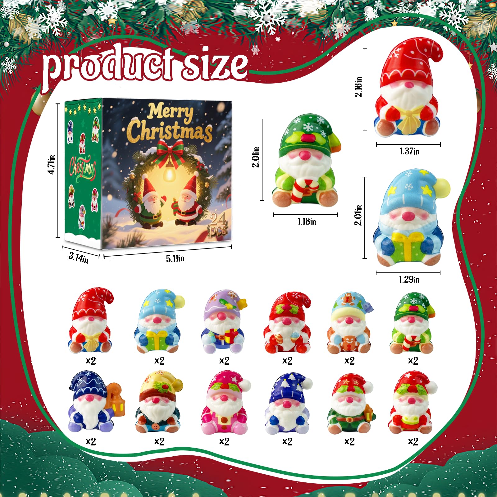 Vkovnis Christmas Gnome Squishies colorful pack close-up for sensory fun