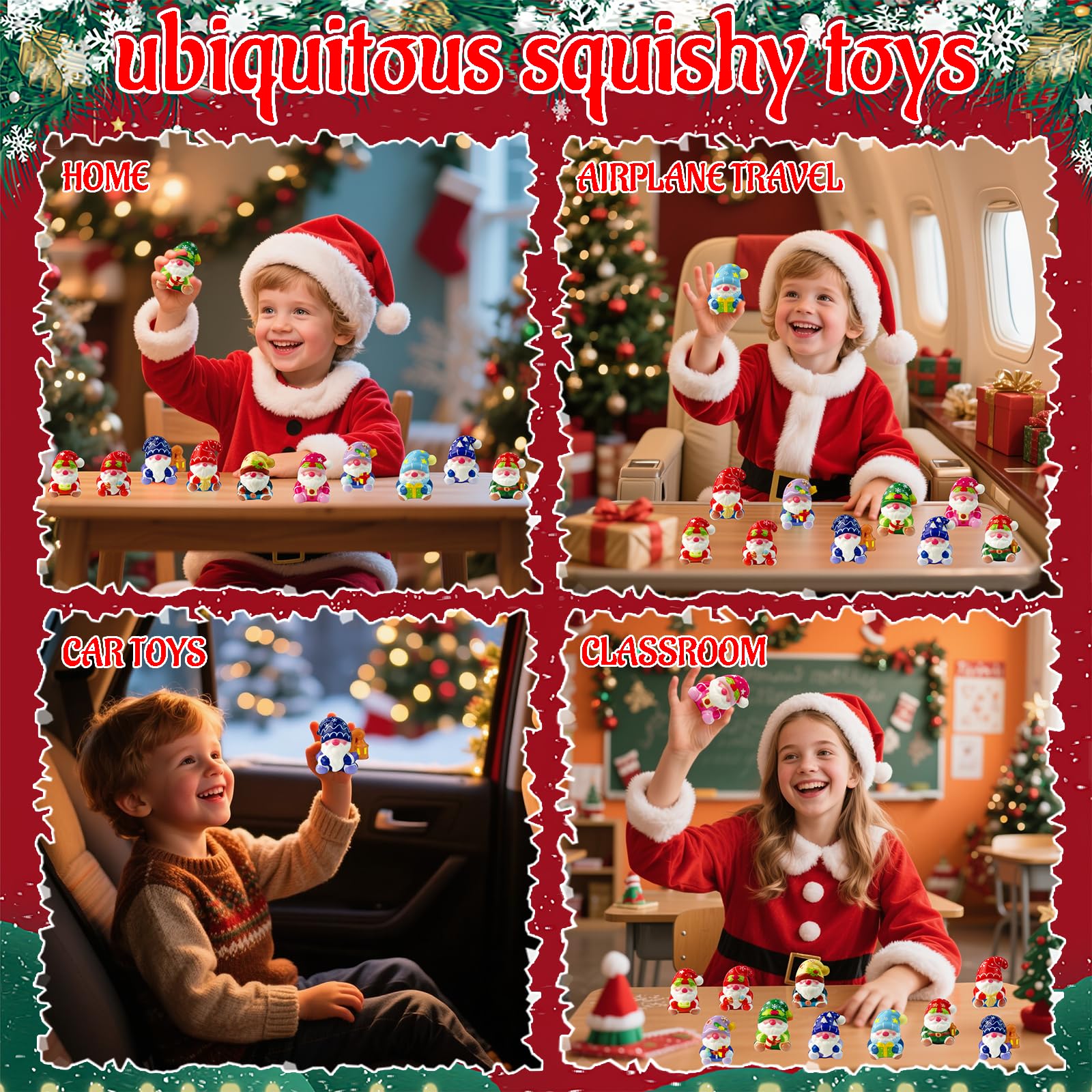 Vkovnis Christmas Gnome Squishies in party favor setup