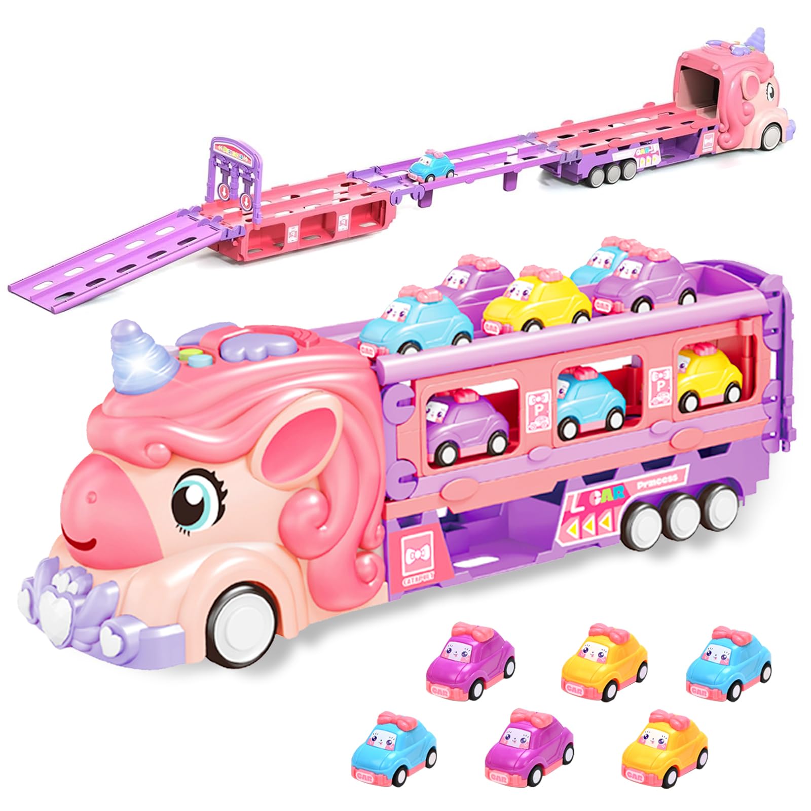 Vlmiuk Monster Carrier Truck with foldable track for interactive playtime.