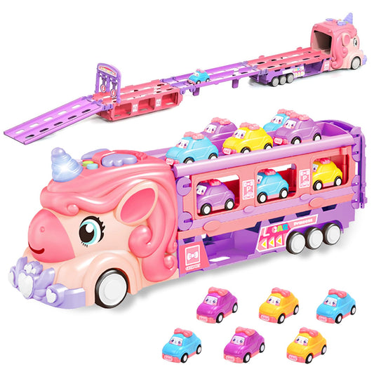 Vlmiuk Monster Carrier Truck with foldable track for interactive playtime.