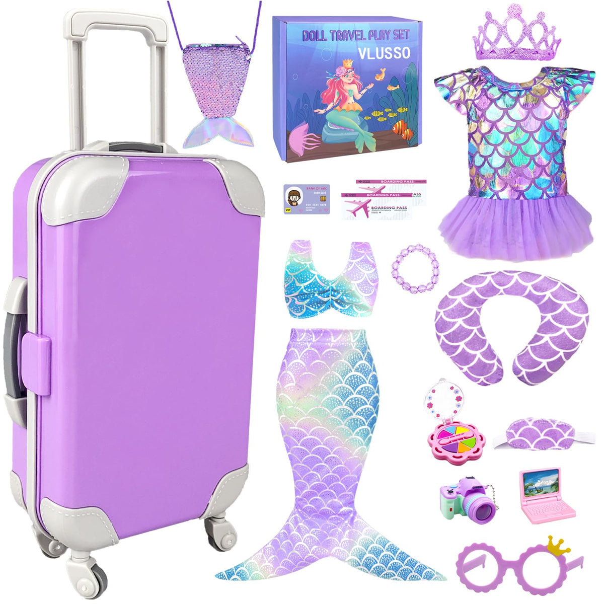 VLUSSO 18-inch doll travel case keeps outfits neatly organized on the go.