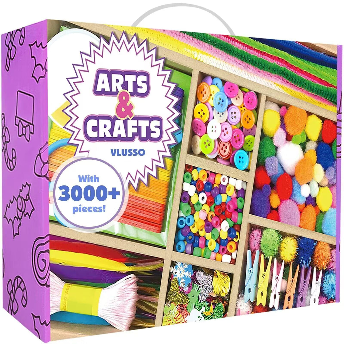 VLUSSO 3000Pcs kit pipe cleaners for bright, engaging DIY crafts.