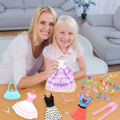VLUSSO doll accessories including shoes, bags, and jewelry for complete looks