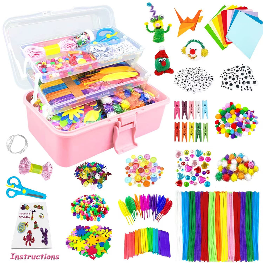 VLUSSO kids crafts kit overview showing a full set for creative projects.