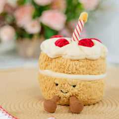 VLYUVUY birthday-cake-plush-face: ultra-soft fabric for comforting hugs.