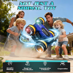 Vmiya blue RC car with color-changing lights for night play