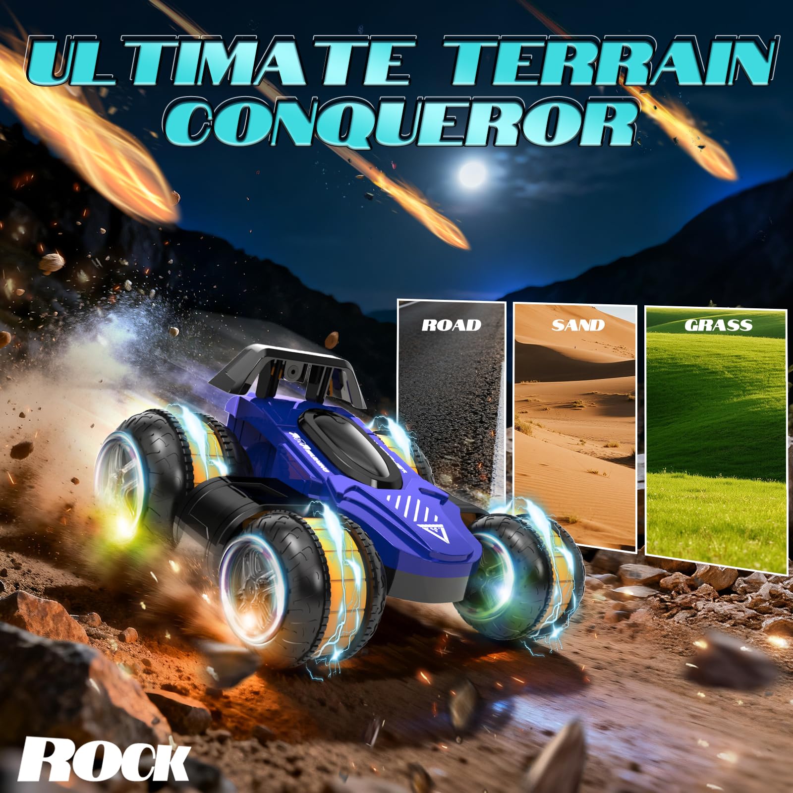 Vmiya blue terrain-conqueror RC car handles roads and grass