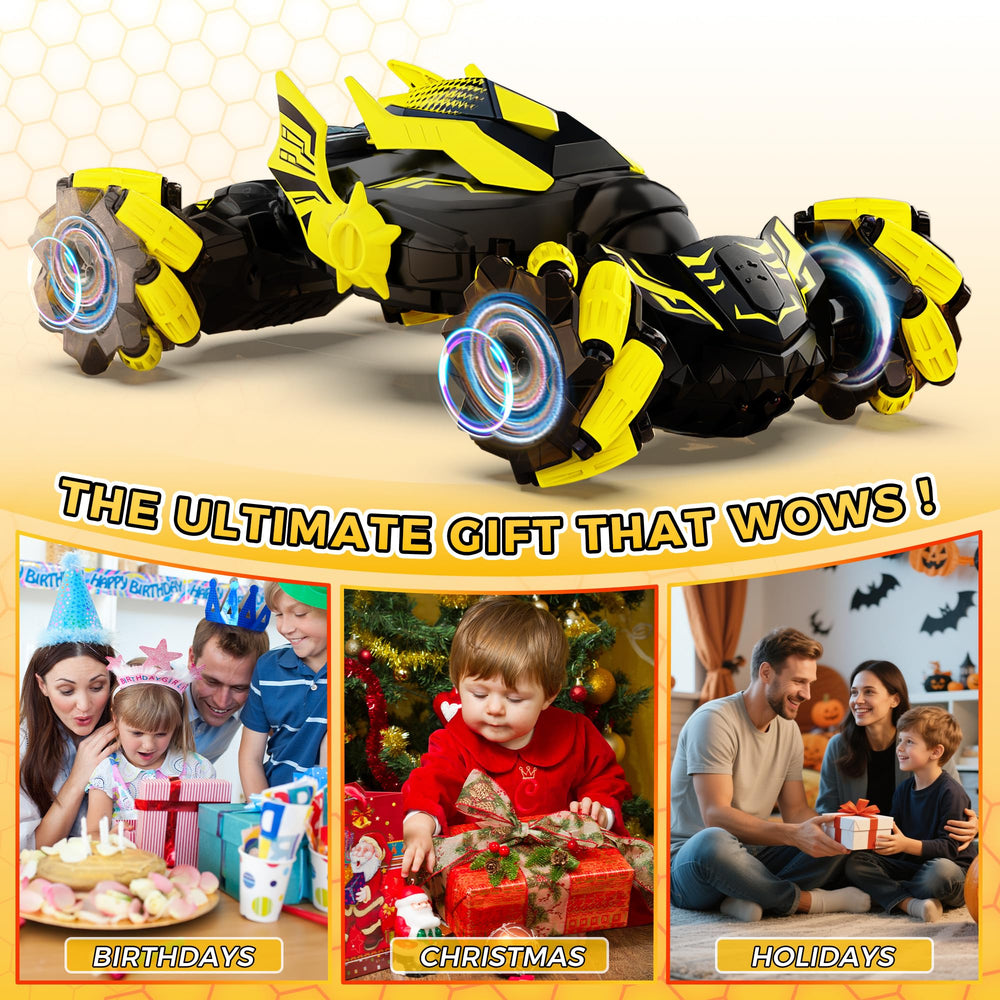 Vmiya Gesture RC Stunt Car off-road tires aid stability on varied surfaces.