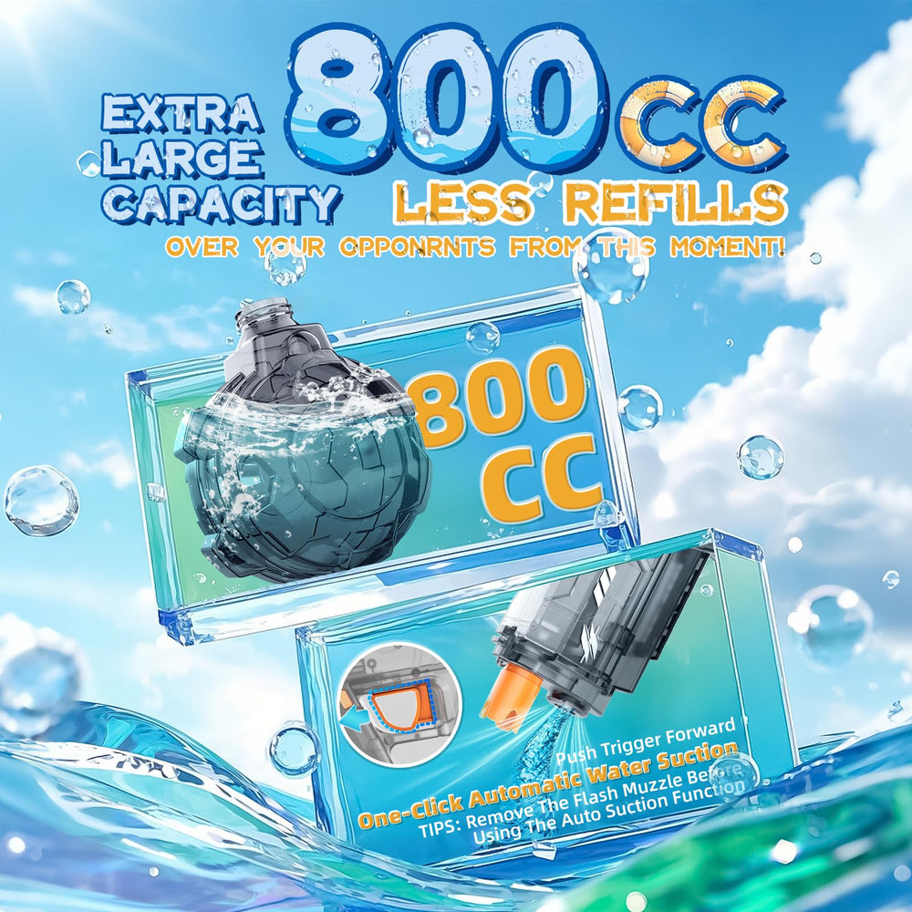 Vmiya water gun long-range reaches 26-33 feet for precise hits.