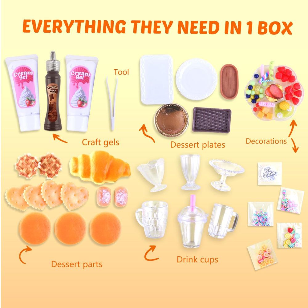 VMNlooking 12-item dessert kit with resin miniatures for display.