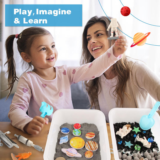 VMNlooking Space Bin astronaut figurine boosts imaginative storytelling during playtime.