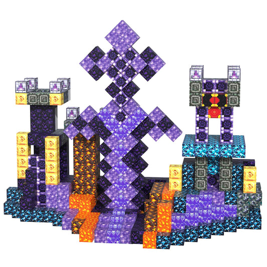 VNLINA Magnetic Blocks 108pcs form a lava pillar for imaginative STEM play.