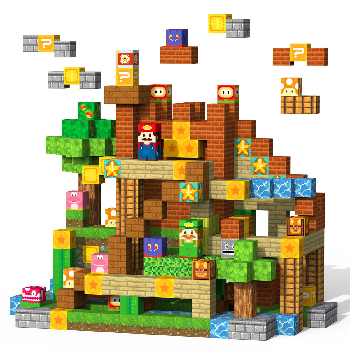 VNLINA Magnetic Blocks pixel castle build promotes imaginative play