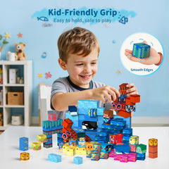 Closeup of chunky VNLINA pieces showing easy-grip design for little hands
