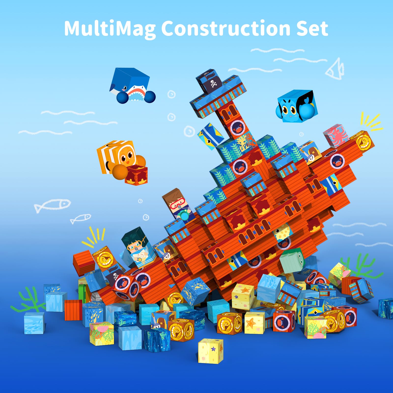 VNLINA magnetic blocks create a dolphin model to foster fine motor skills